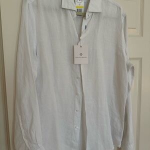 Toscano Firenze White Linen Button-Up Shirt